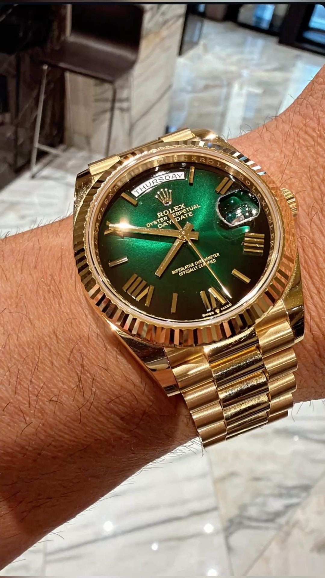 ROLE_X OYSTER PERPETUAL DAY DATE 40 || GOLD GREEN