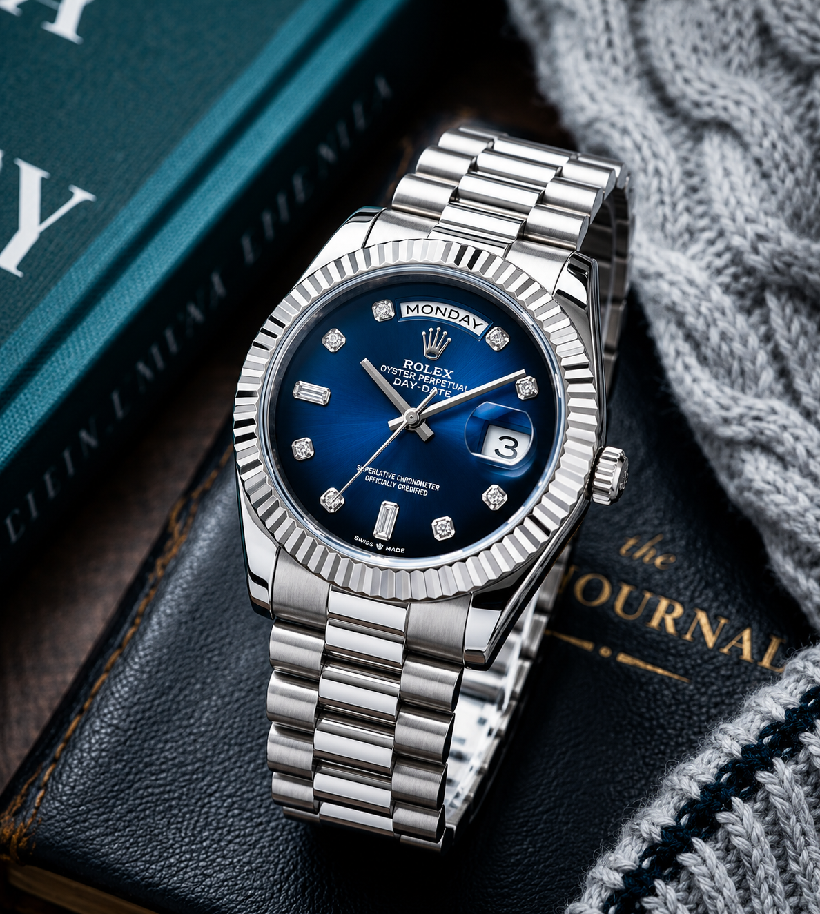 ROLE_X OYSTER PERPETUAL DAY DATE 40 || SILVER BLUE